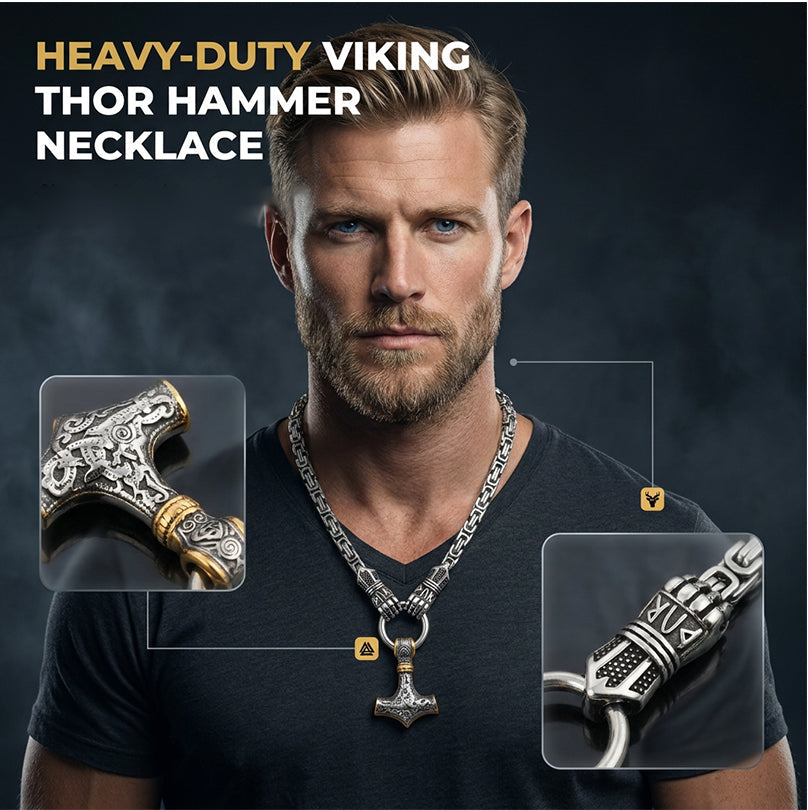 ⚡ SLEVA 50 % 🔥 Vikingský náhrdelník s Thorovým kladivem