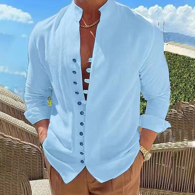 🌈👔【50% sleva 🔥】【S-3XL】😍Nová kolekce 2026, pánská bavlněná lněná košile nadměrných velikostí, košile s volným dlouhým rukávem