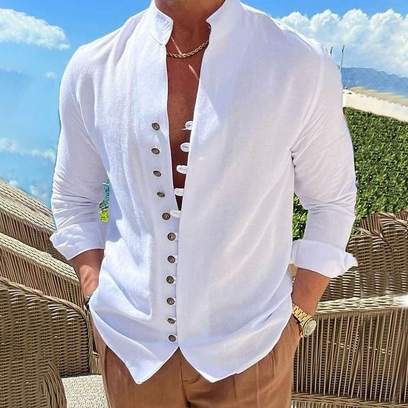 🌈👔【50% sleva 🔥】【S-3XL】😍Nová kolekce 2026, pánská bavlněná lněná košile nadměrných velikostí, košile s volným dlouhým rukávem