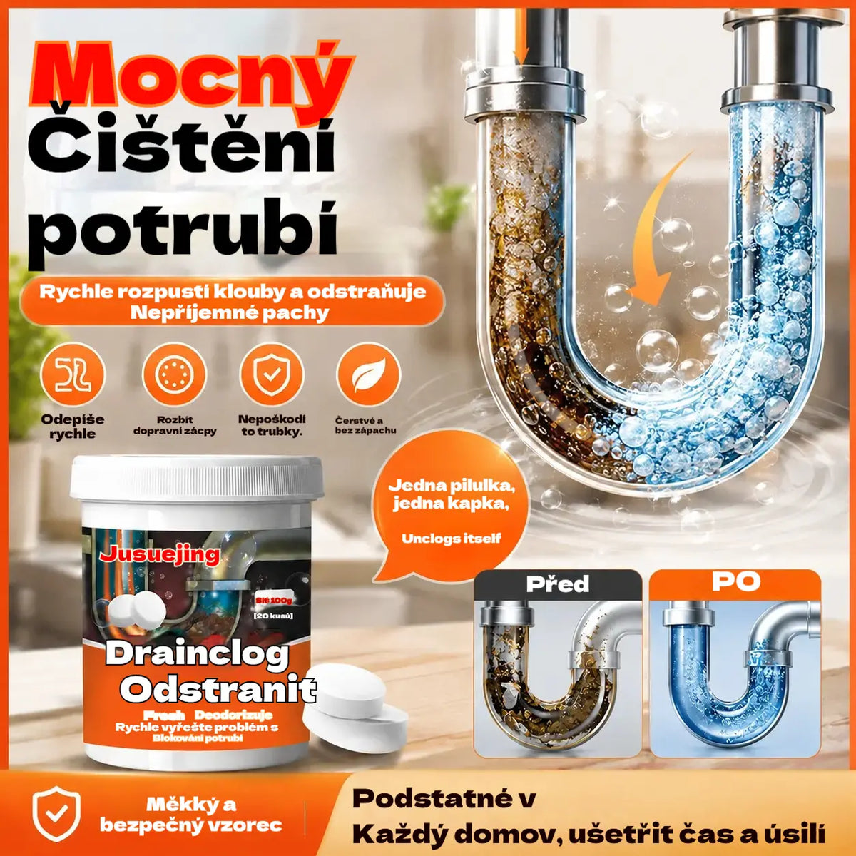 🔥50% SLEVA ❤️ Výkonné šumivé čisticí tablety