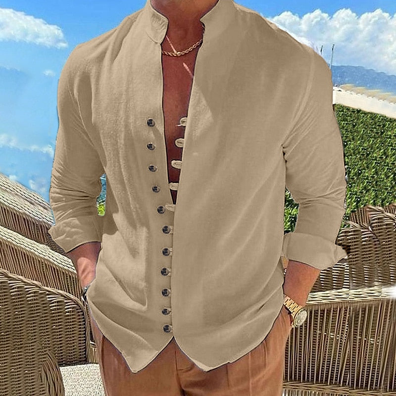 🌈👔【50% sleva 🔥】【S-3XL】😍Nová kolekce 2026, pánská bavlněná lněná košile nadměrných velikostí, košile s volným dlouhým rukávem