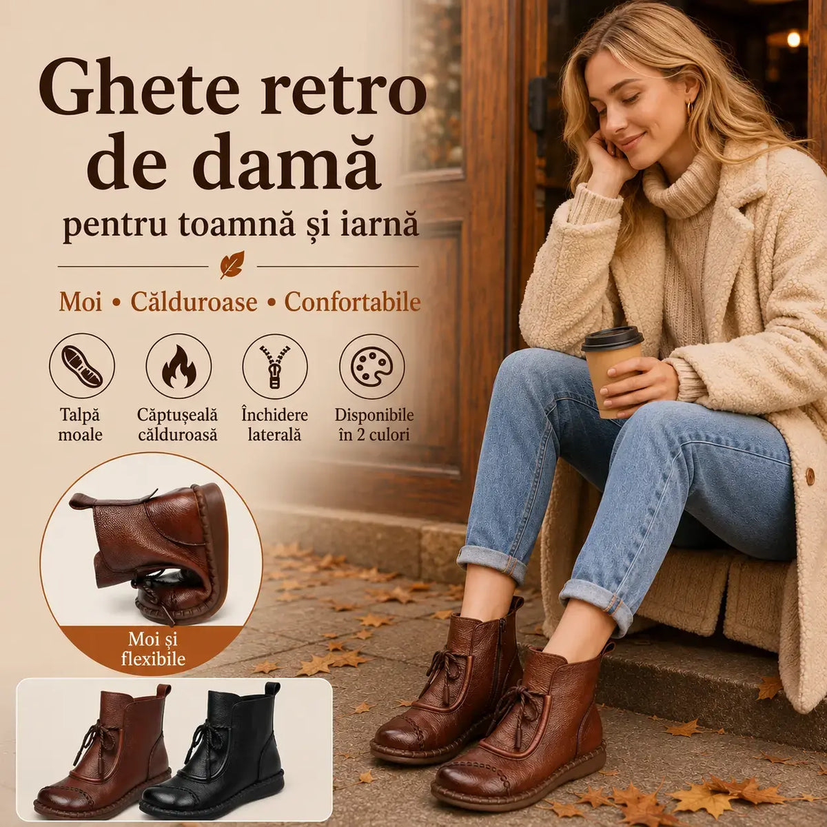 ✨【35-40】🌷👢 Dámské retro boty z měkké kůže